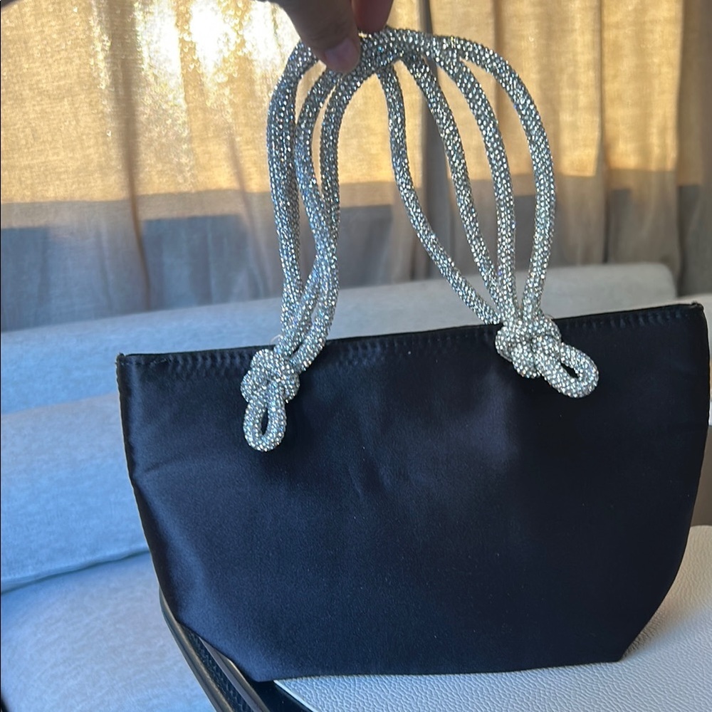 Elegant Black J.Crew evening bag with Silver Accents